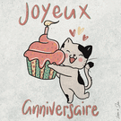Chat festif et g&acirc;teau pour un anniversaire